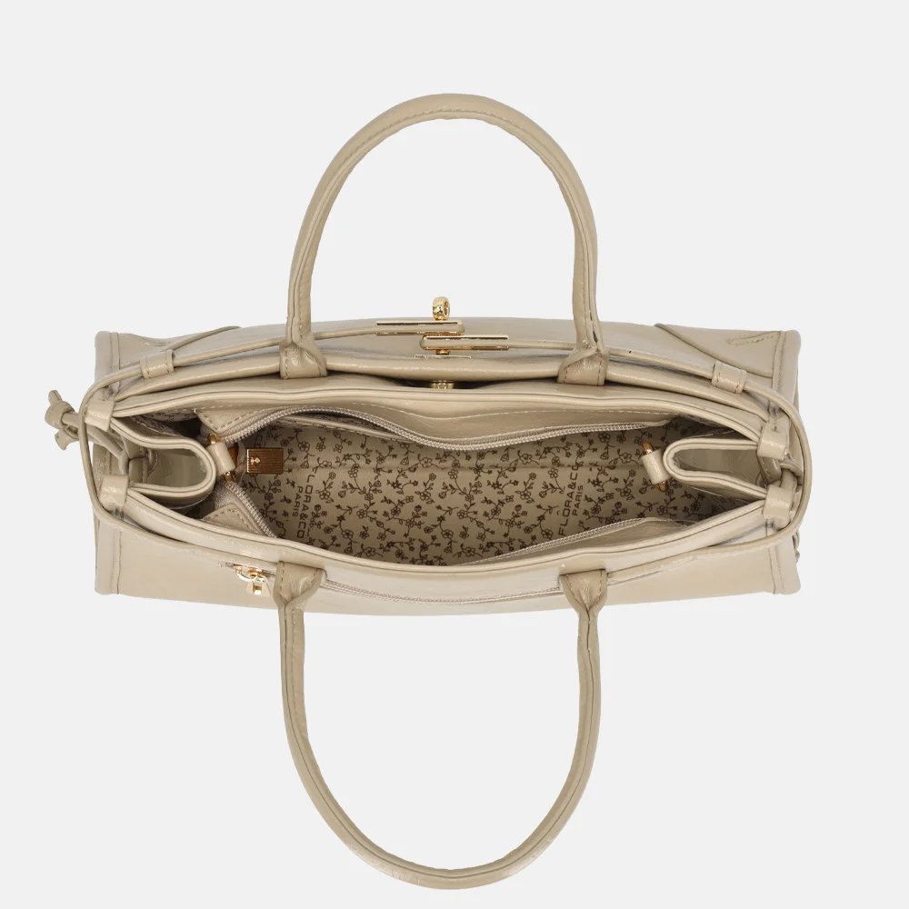 Flora & Co handtas lak beige bij Duifhuizen