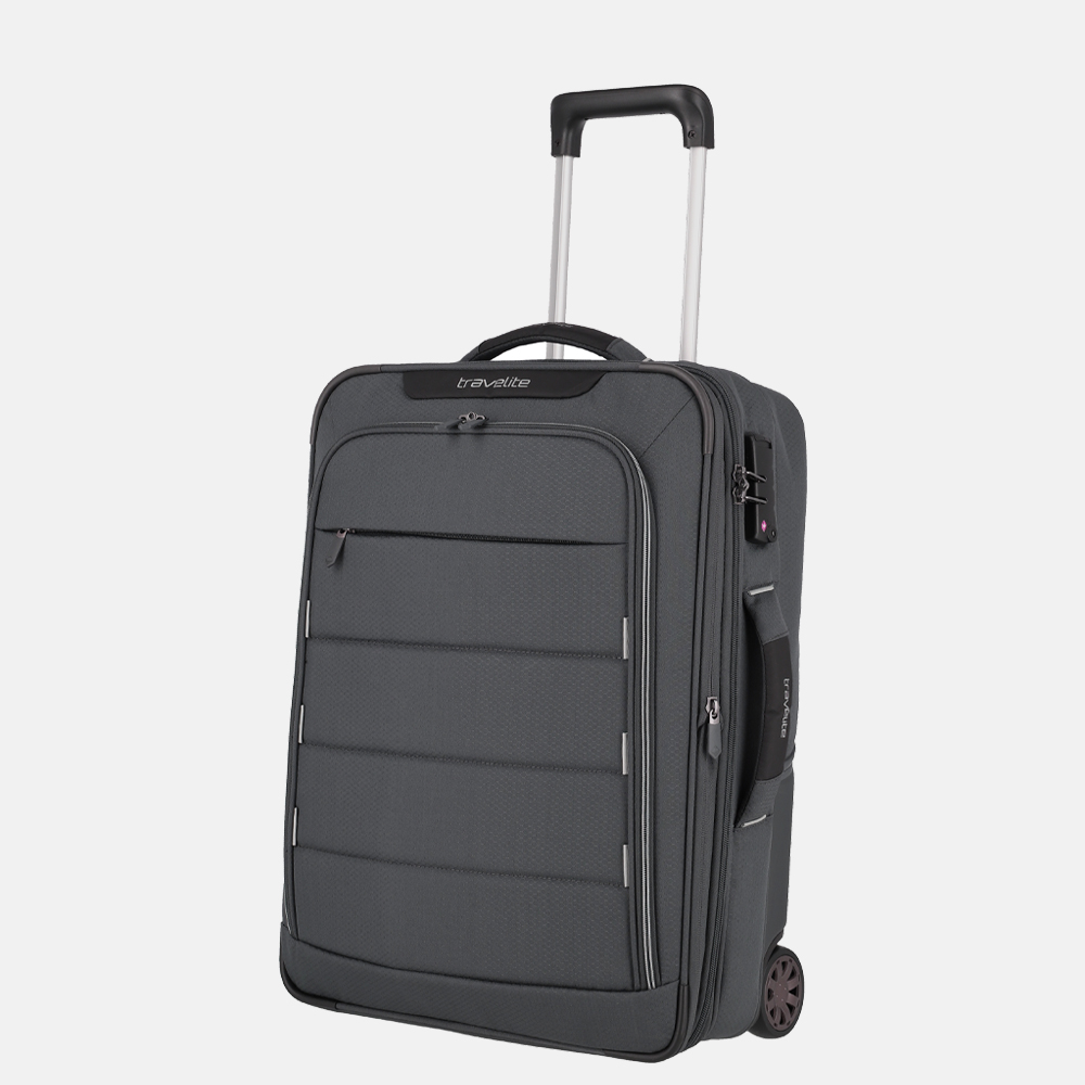 Travelite Upright koffer 55 cm anthracite bij Duifhuizen