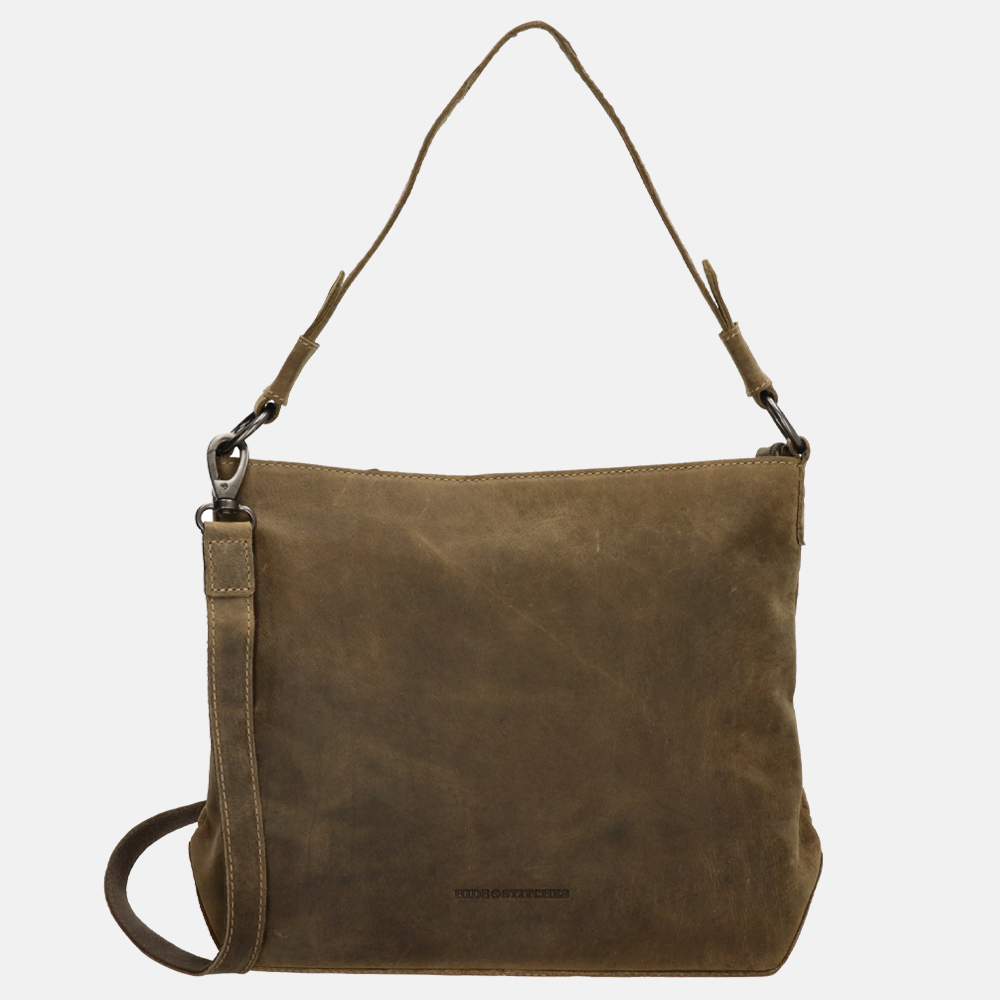 Hide & Stitches schoudertas olive green bij Duifhuizen