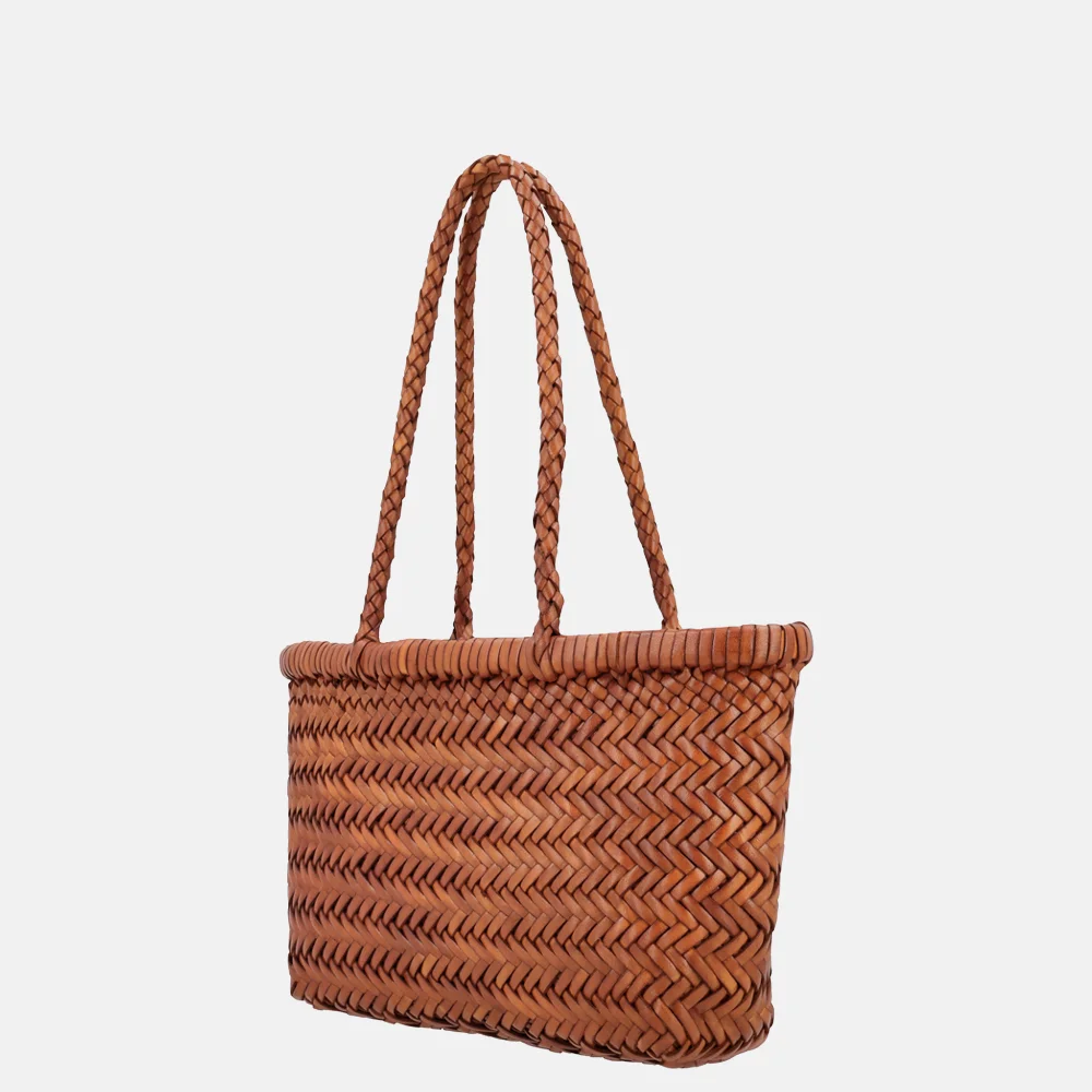 Hide & Stitches Amazone shopper S vlechtwerk handmade cognac bij Duifhuizen