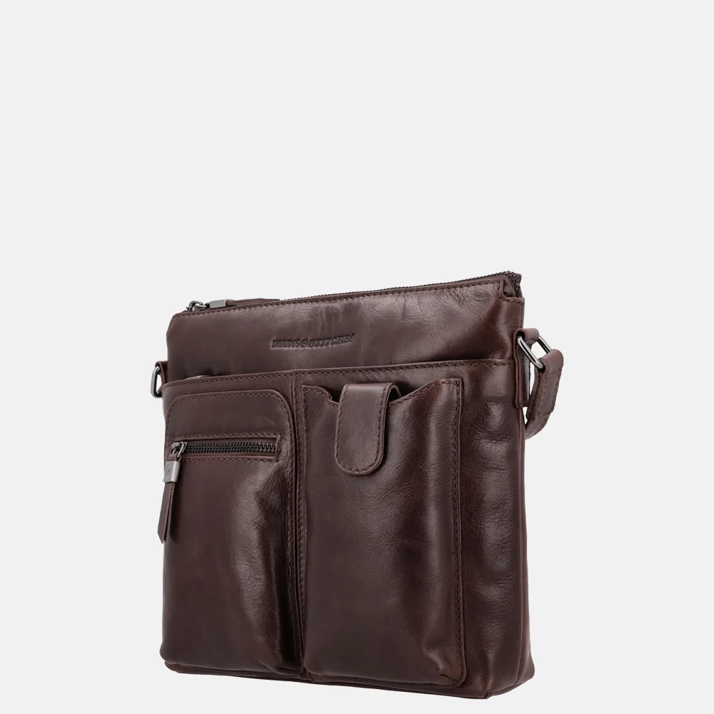 Hide & Stitches Idaho crossbody tas donkerbruin bij Duifhuizen