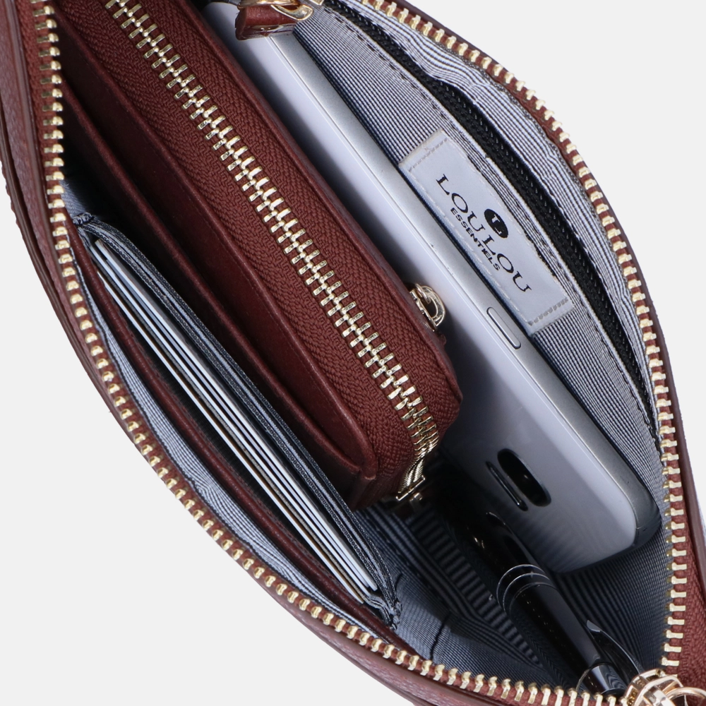 LouLou Essentiels Classy Croco crossbody tas cacao bij Duifhuizen
