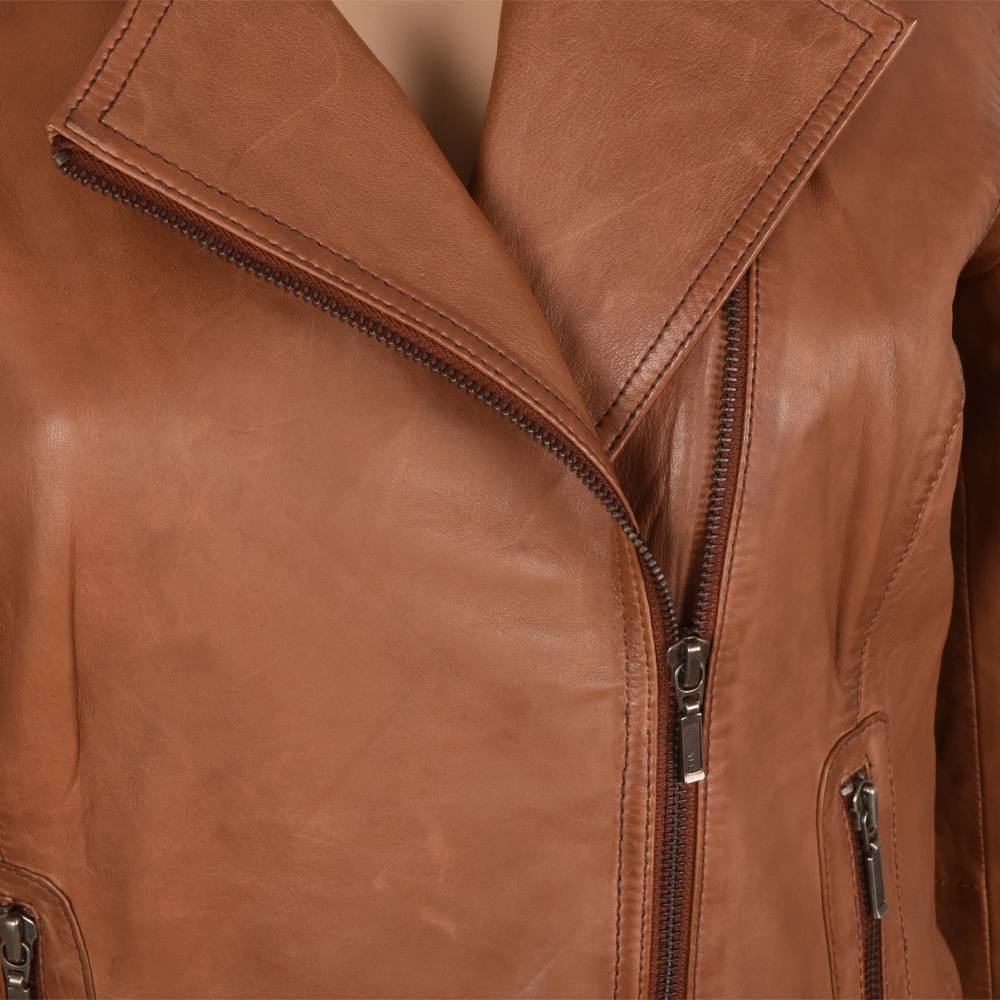 Dekkers Ledermode Lora dames jack cognac bij Duifhuizen