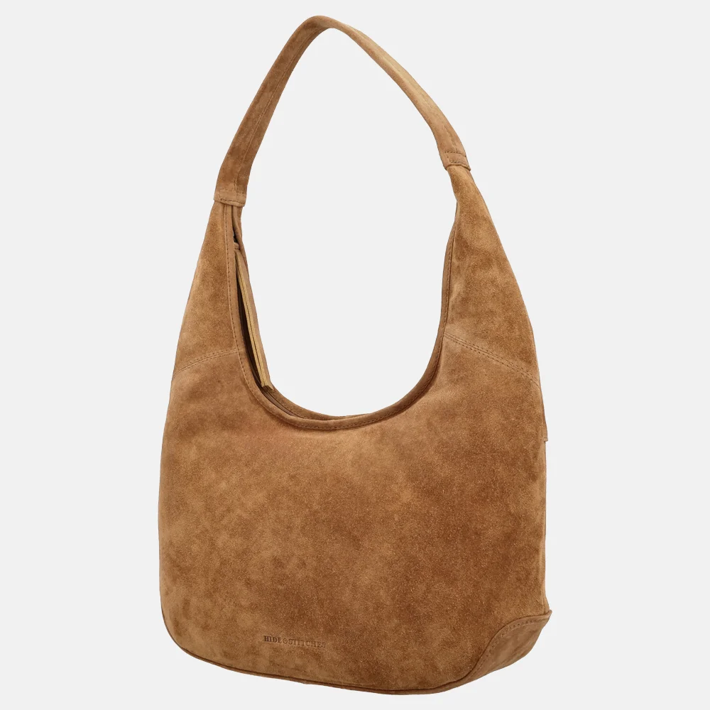Hide & Stitches Brazos buideltas suede camel bij Duifhuizen