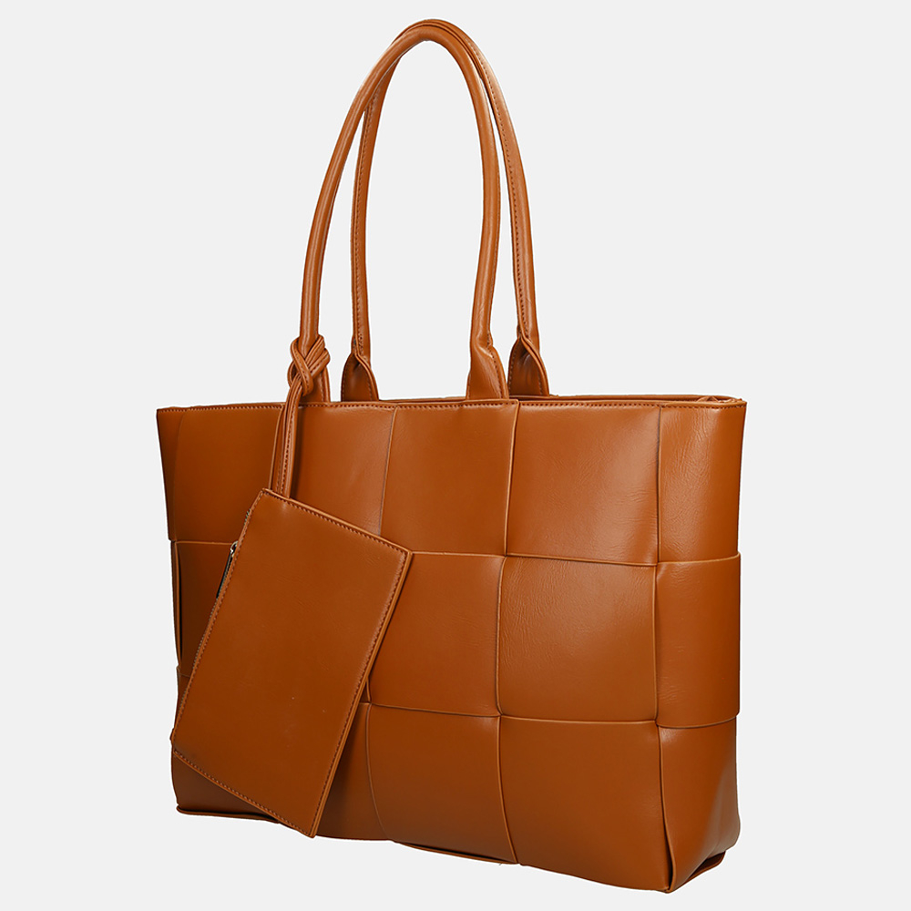 Firenze gevlochten shopper large cognac bij Duifhuizen