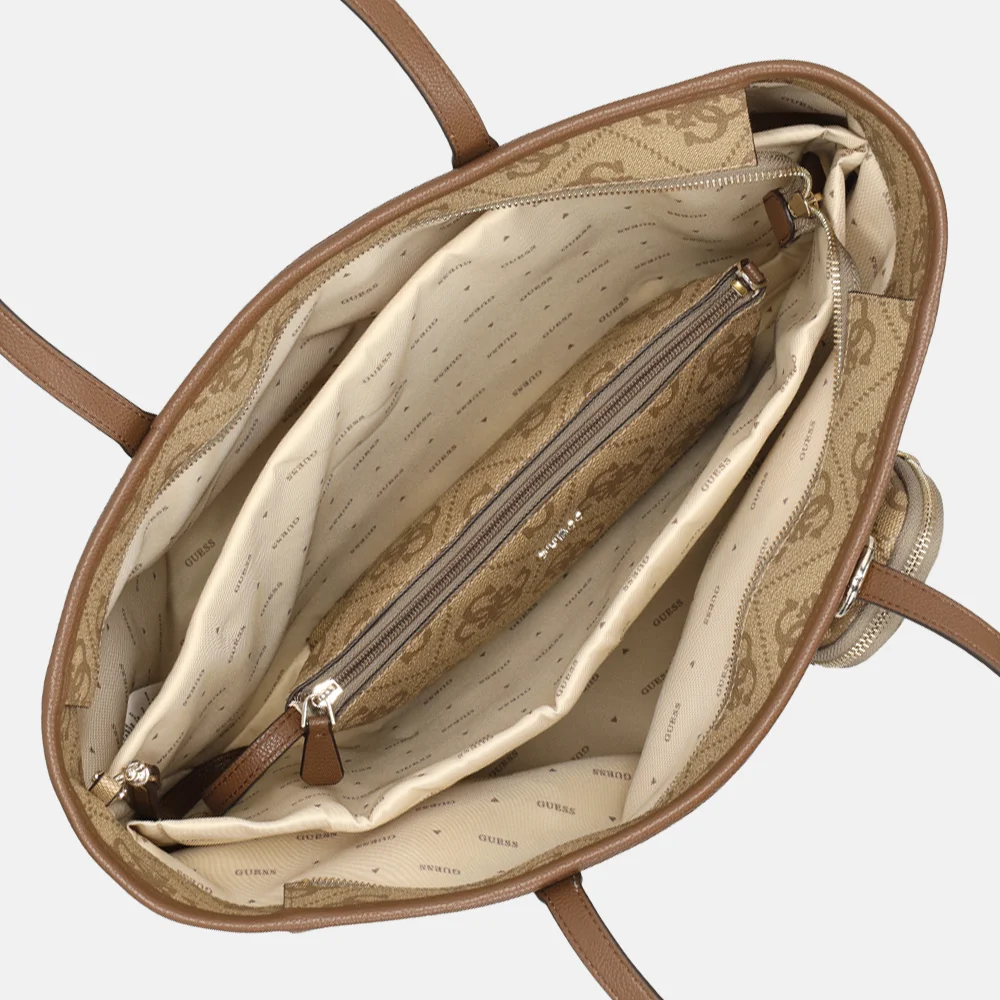 Guess Power play shopper L latte logo/brown bij Duifhuizen