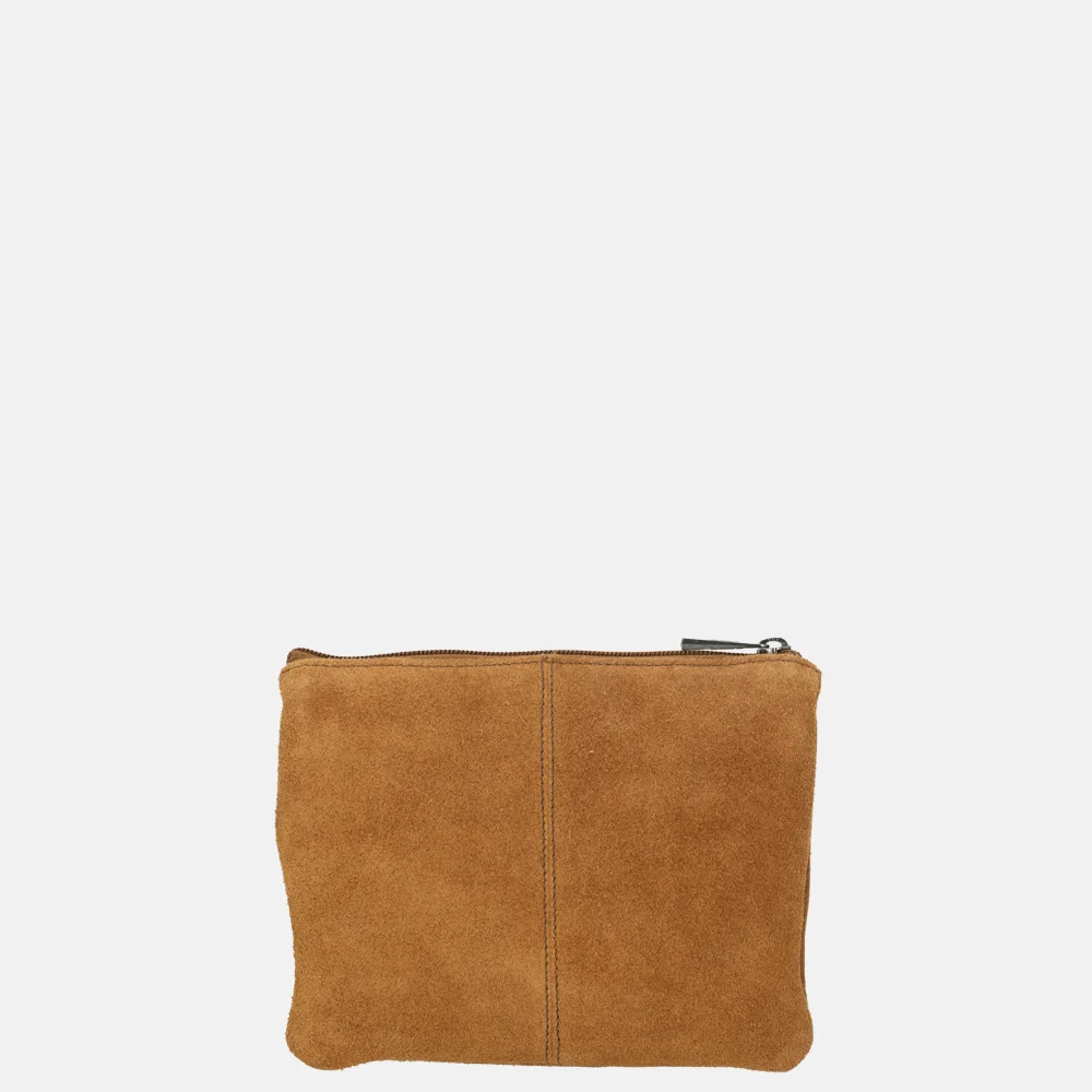 Bear Design crossbody tas rits dubbelvak suede cognac bij Duifhuizen