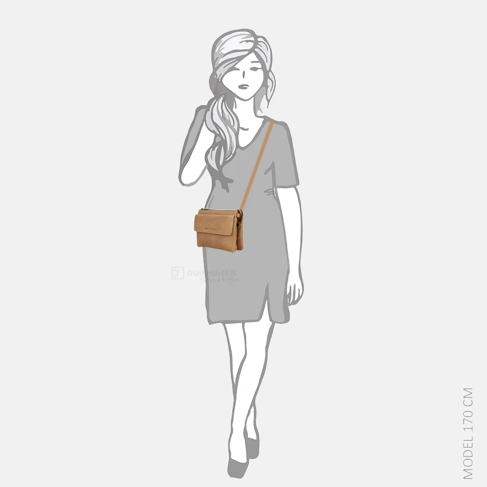 Hide & Stitches crossbody tas taupe bij Duifhuizen