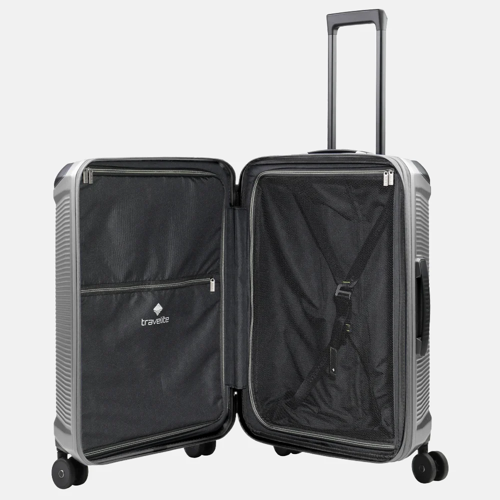Travelite Millennium spinner reiskoffer 67 cm silver bij Duifhuizen