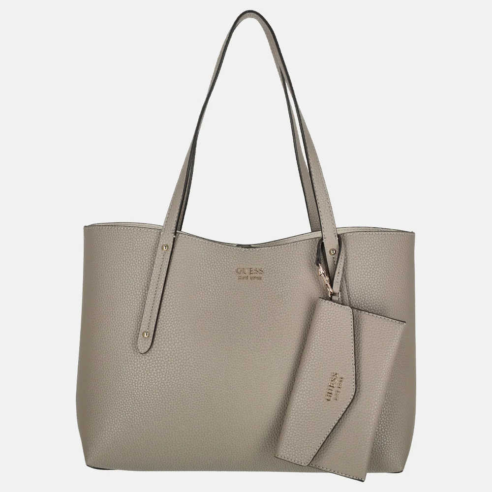 Guess Brenton shopper dark taupe bij Duifhuizen