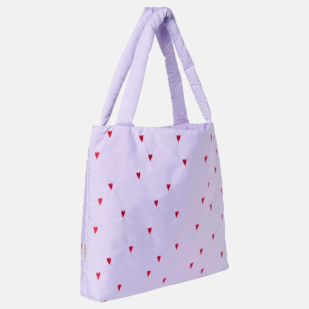 Studio Noos Puffy Mom bag shopper purple hearts bij Duifhuizen