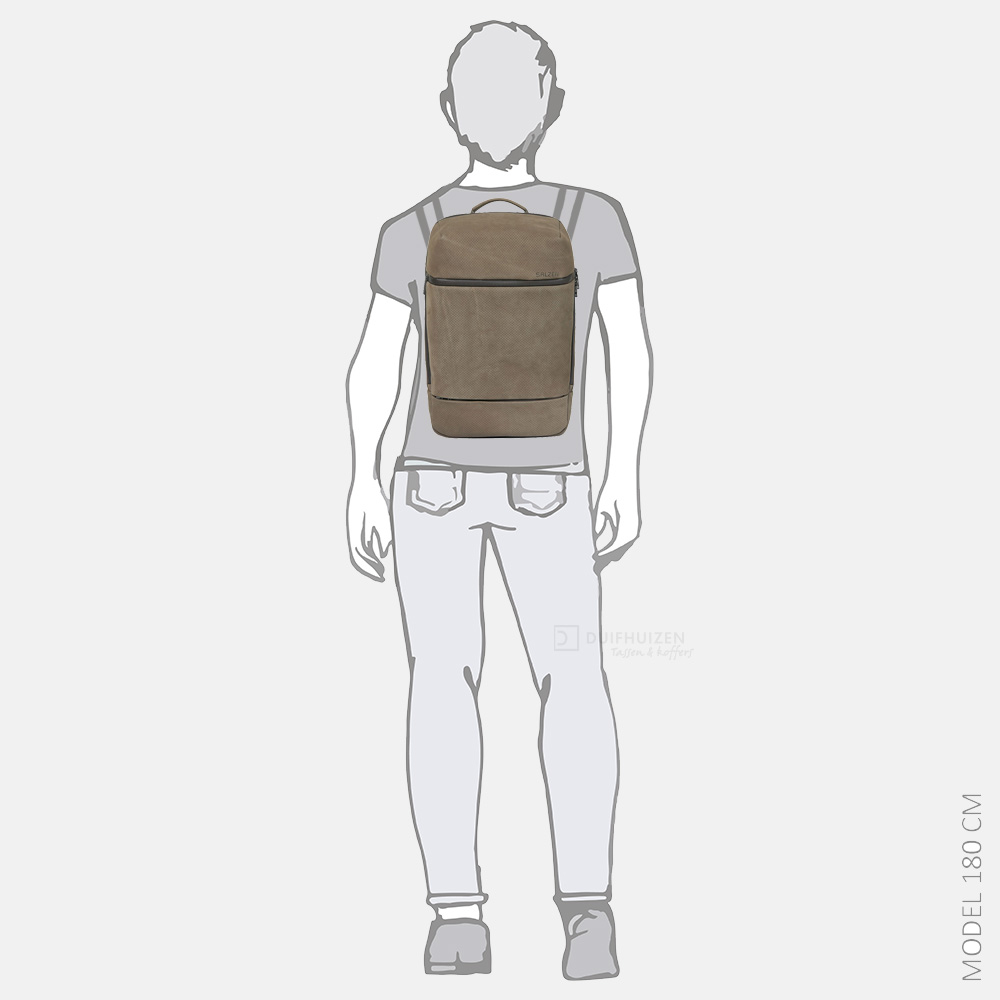 Salzen Savvy Leather rugzak 15.6 inch weims taupe bij Duifhuizen