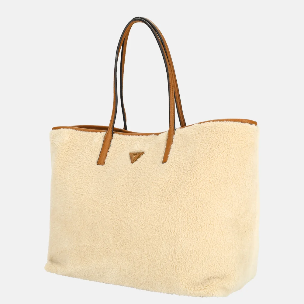 Guess Victtoria shopper L natural/cognac bij Duifhuizen