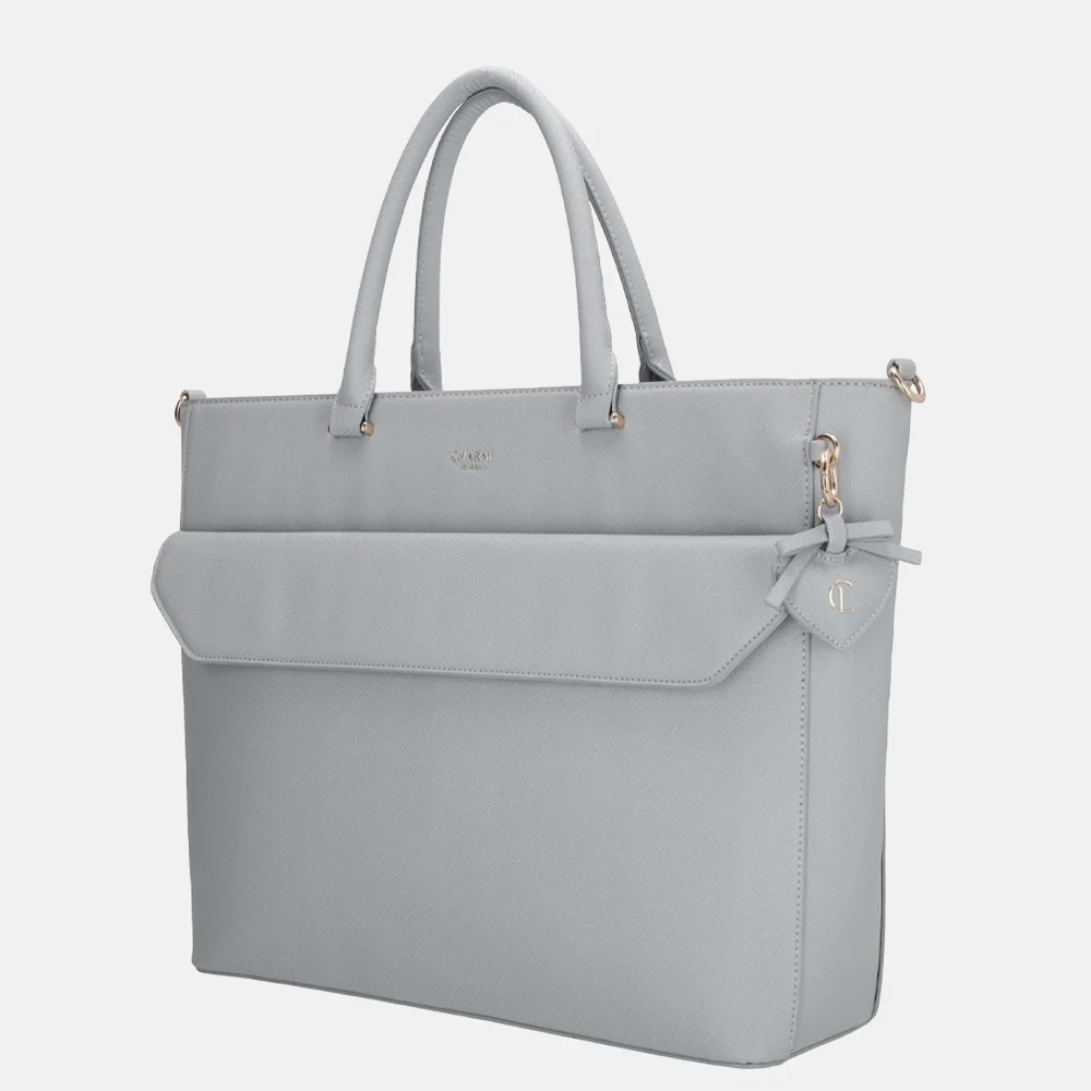 Charm London handtas 15 inch lichtblauw bij Duifhuizen