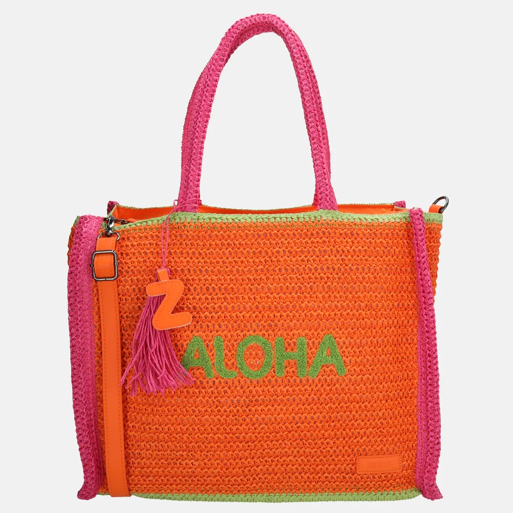 Zebra Trends Moana strandtas riet colorblock orange