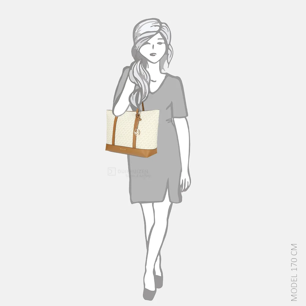 Michael Kors Andie tote shopper M logo vanille/acorn bij Duifhuizen