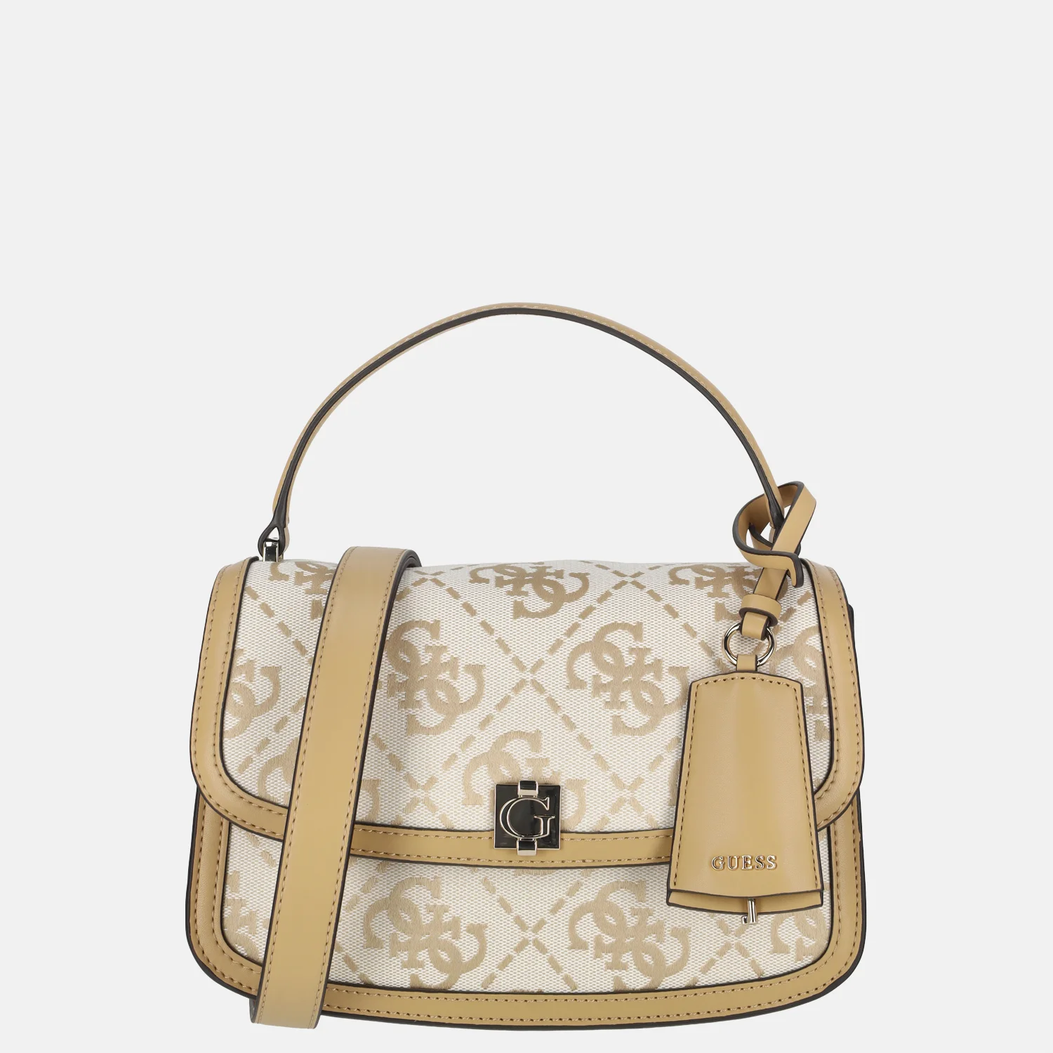 Guess Audrey logo crossbody tas beige logo bij Duifhuizen