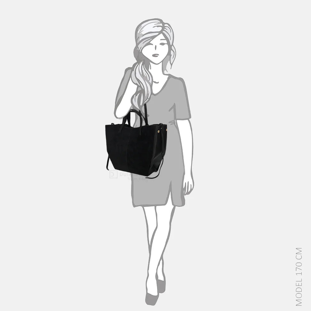 Firenze Suedine shopper L black bij Duifhuizen