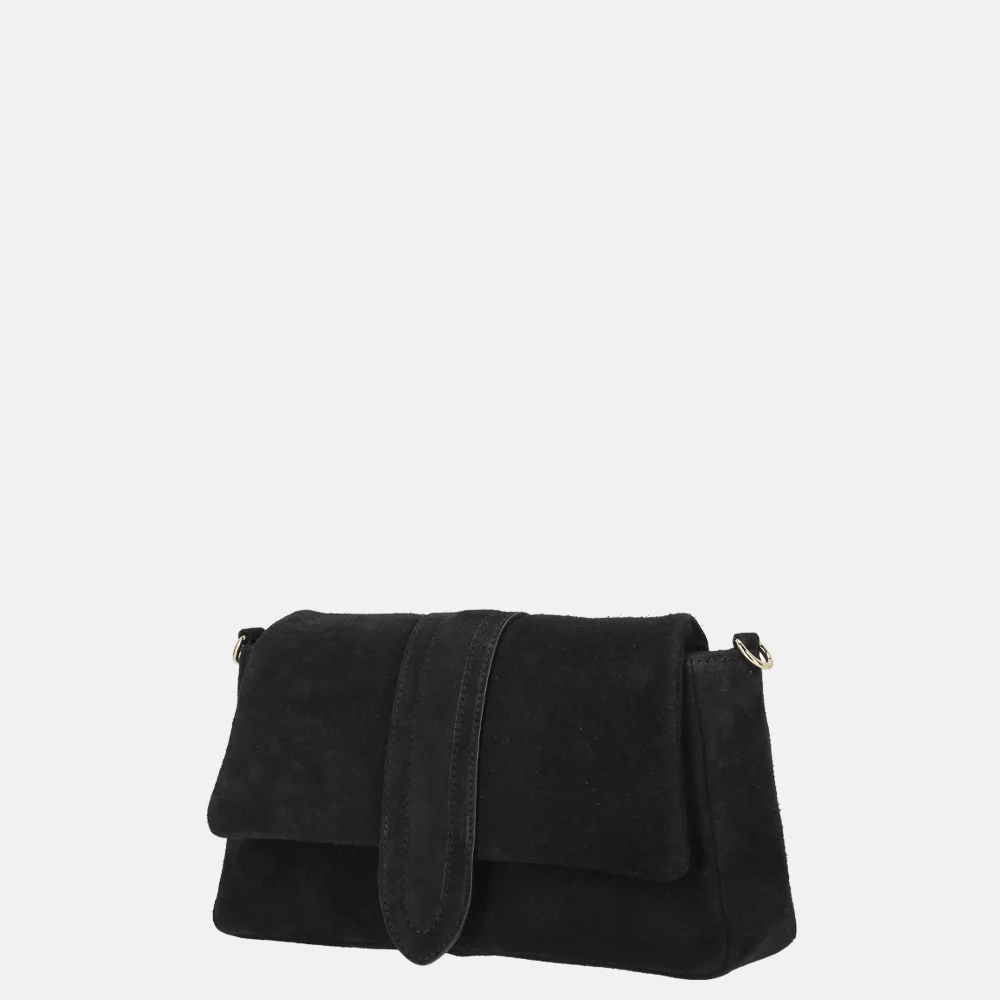 Charm London overslag schoudertas suede zwart bij Duifhuizen