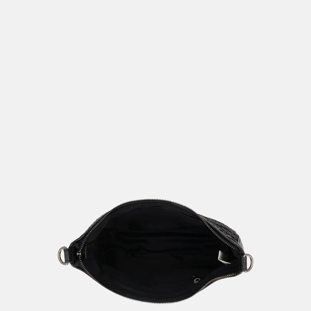 Hide & Stitches schoudertas vlechtwerk zwart bij Duifhuizen