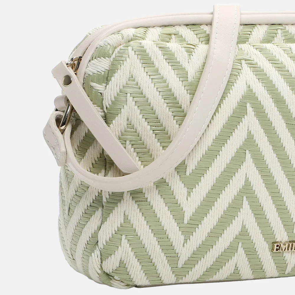 Emily & Noah Raffia crossbody tas pistachio bij Duifhuizen