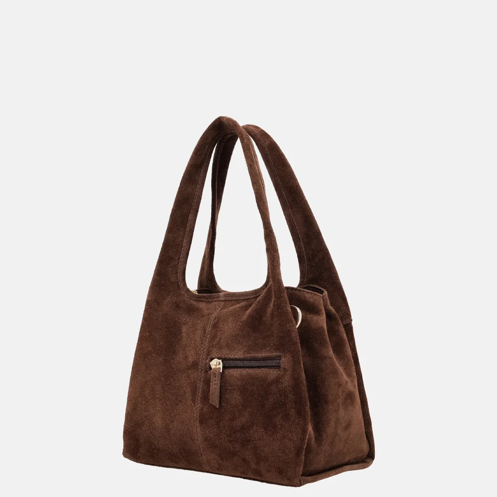 Charm London Sevilla handtas suede bruin bij Duifhuizen