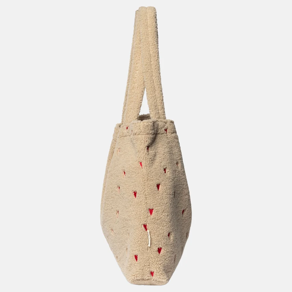 Studio Noos mom bag teddy hearts shopper ecru bij Duifhuizen