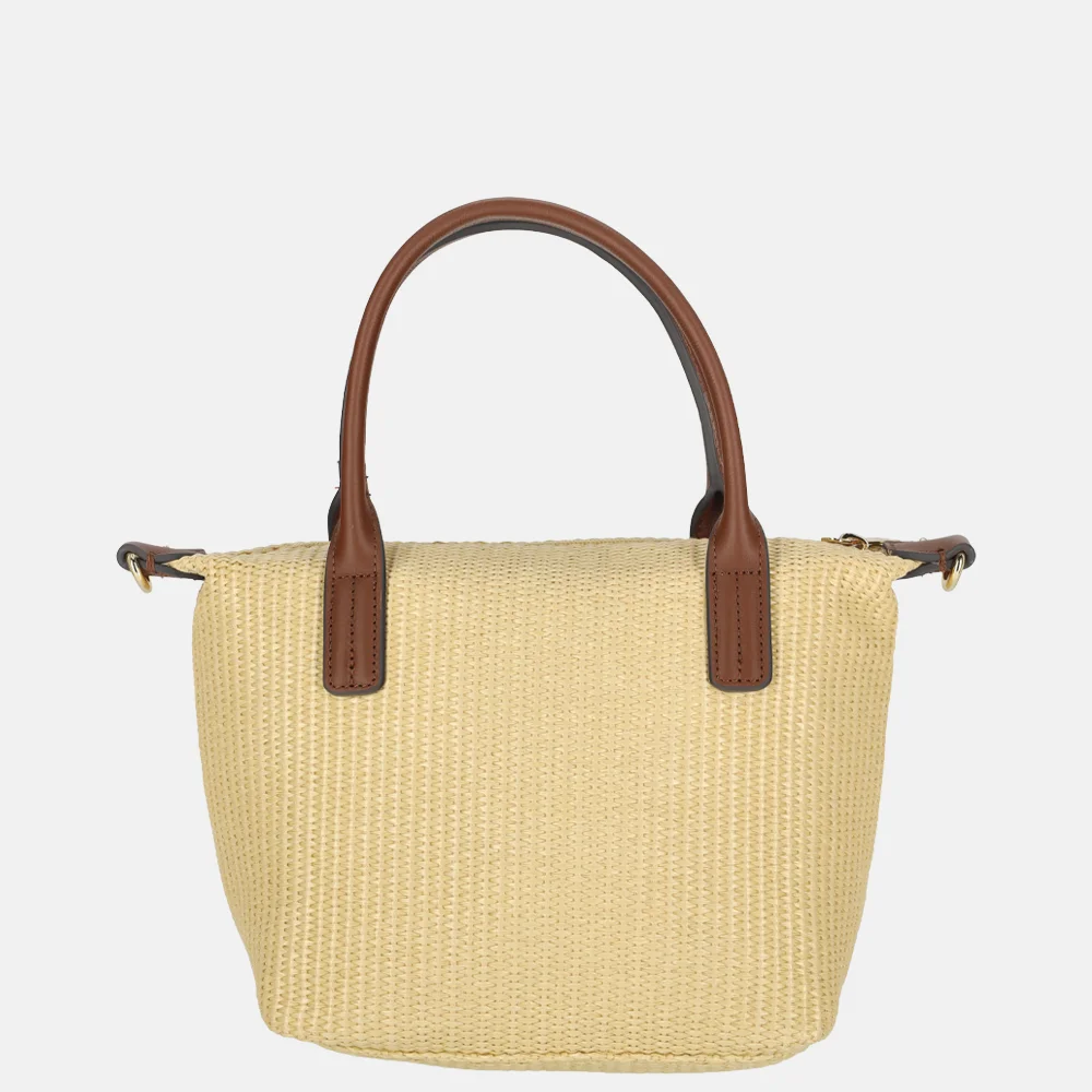 Tommy Hilfiger Popette mini tote handtas natural raffia bij Duifhuizen