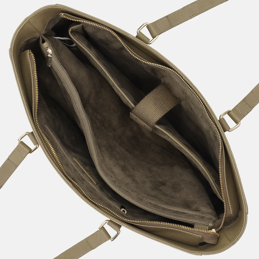 Duifhuizen leren shopper 14 inch taupe bij Duifhuizen