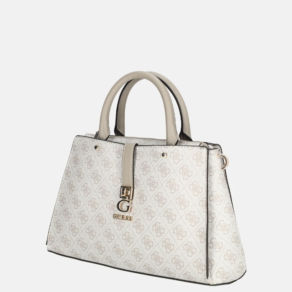 Guess Zamira Luxury handtas dark taupe logo bij Duifhuizen