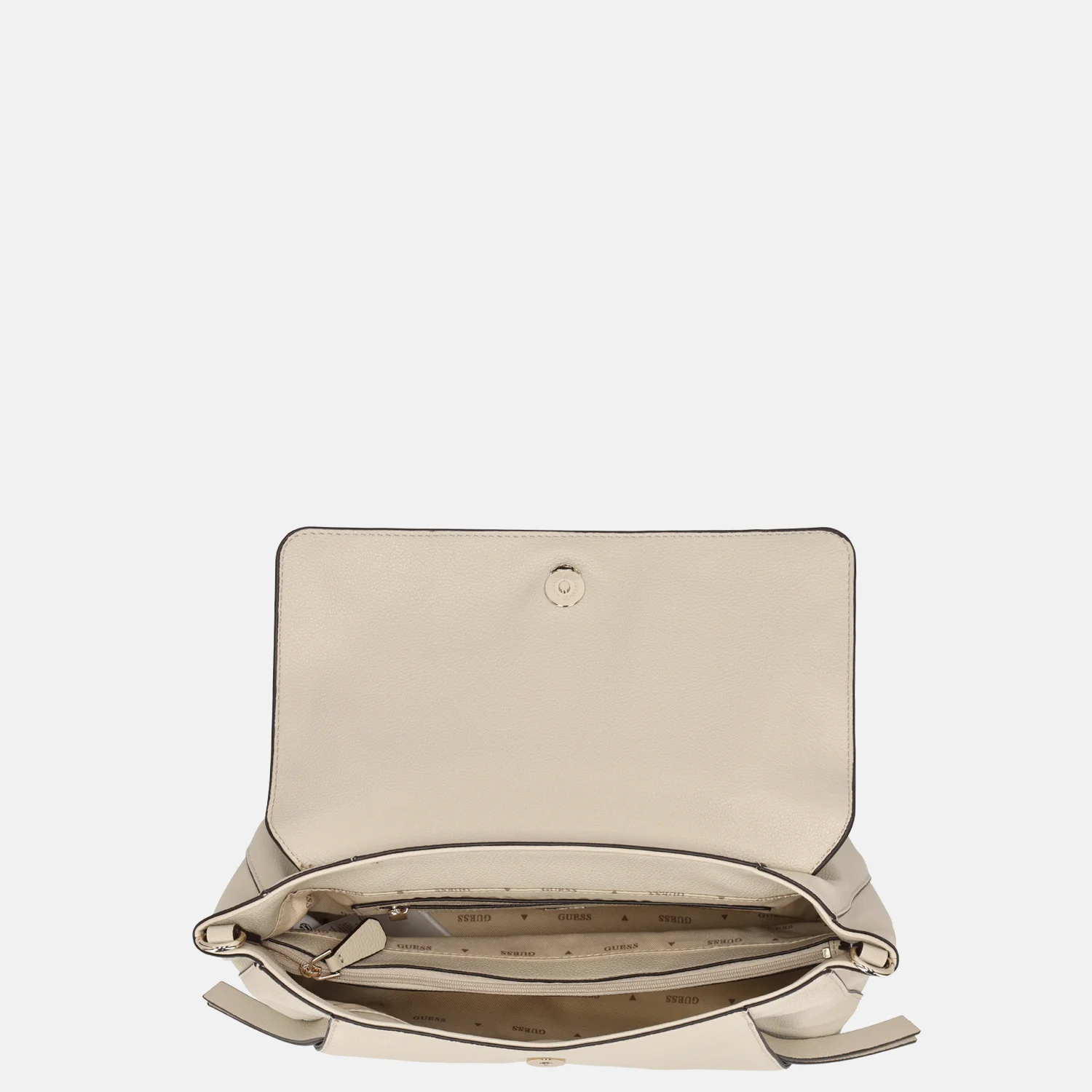 Guess Devon top handle handtas light taupe bij Duifhuizen