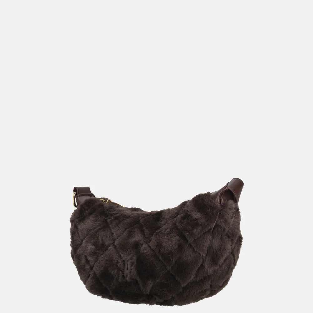 Laurent David Gloria crossbody tas faux fur chocolade bij Duifhuizen