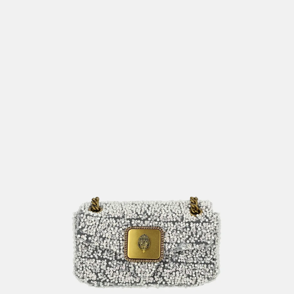 Kurt Geiger Pimlico mini schoudertas parel white/black bij Duifhuizen