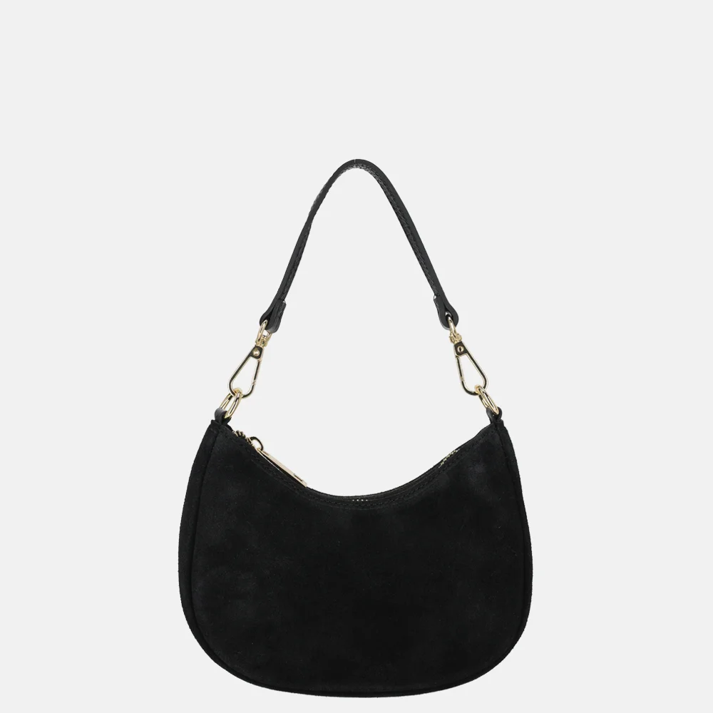 Charm London Mini schoudertas suede zwart bij Duifhuizen