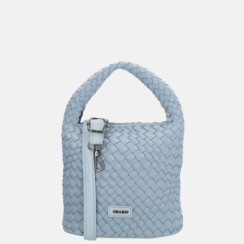 Charm London Madera handtas gevlochten neopreen S lichtblauw