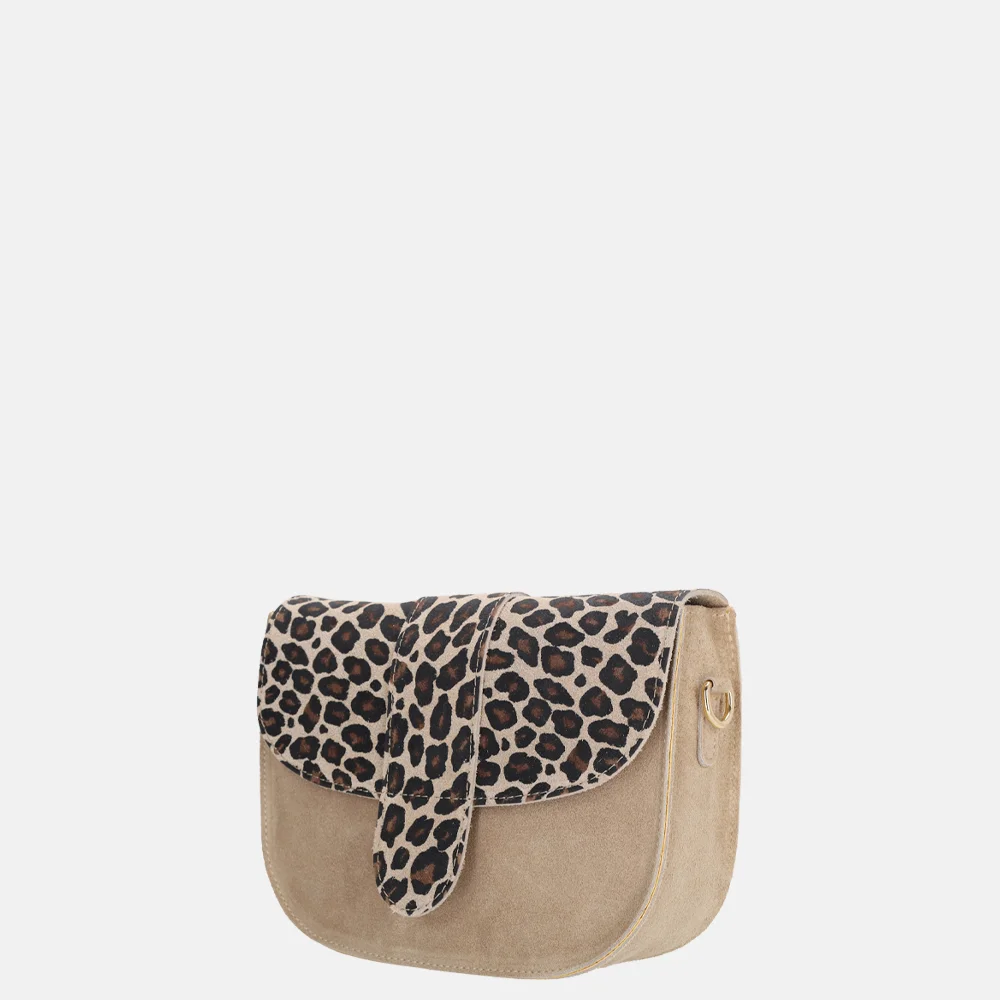 Charm London crossbody tas leopard taupe bij Duifhuizen