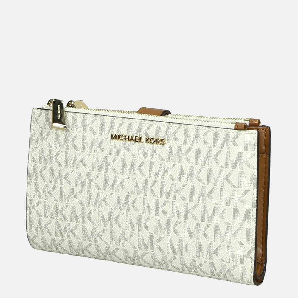 Michael Kors Jet Set Double Zip Wristlet portemonnee vanille bij Duifhuizen