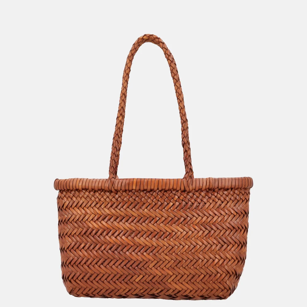 Hide & Stitches Amazone shopper S vlechtwerk handmade cognac bij Duifhuizen