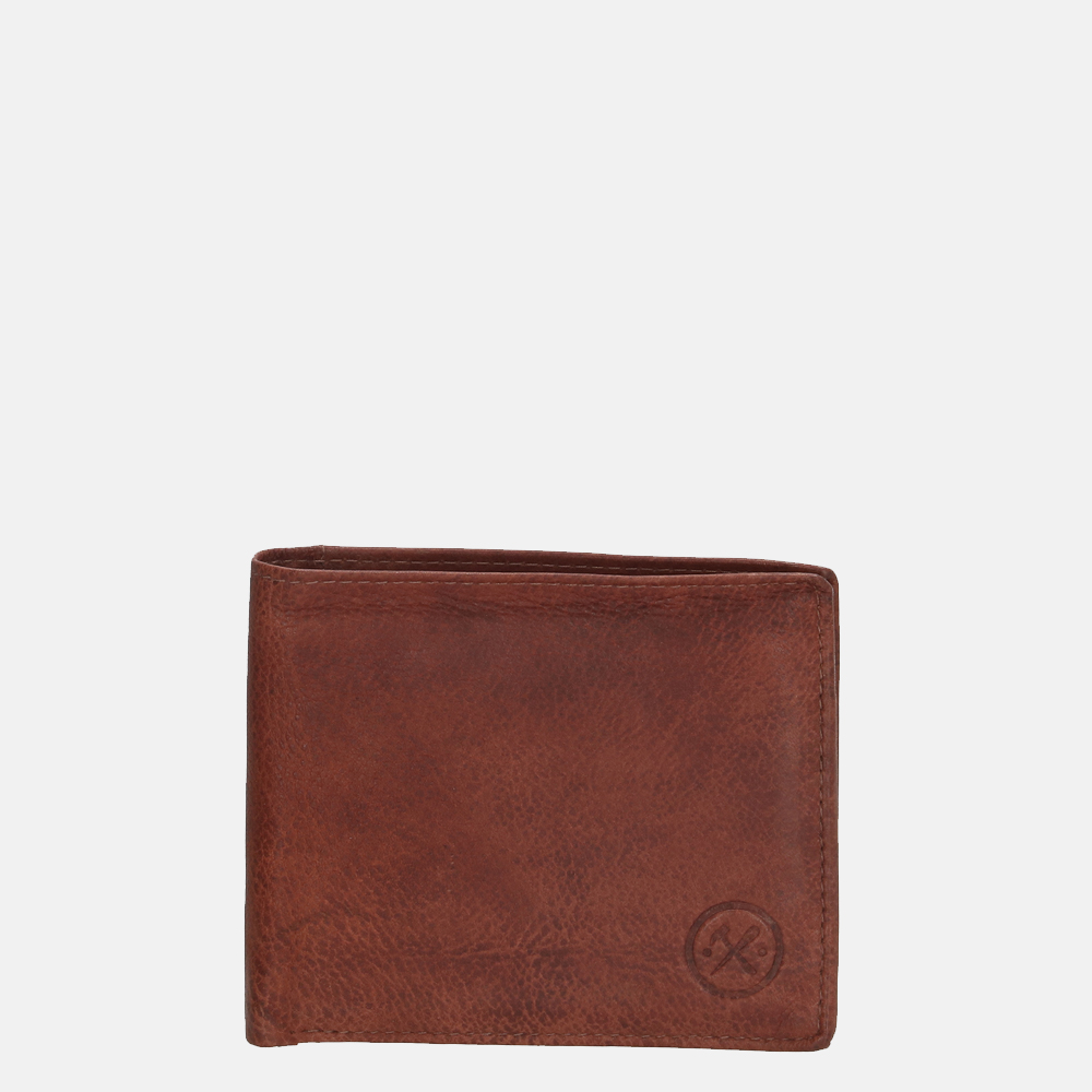 Hide & Stitches billfold dark cognac bij Duifhuizen