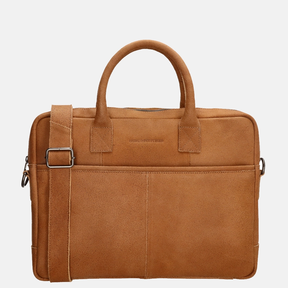 Hide & Stitches Wolga laptoptas 15.6 inch cognac bij Duifhuizen