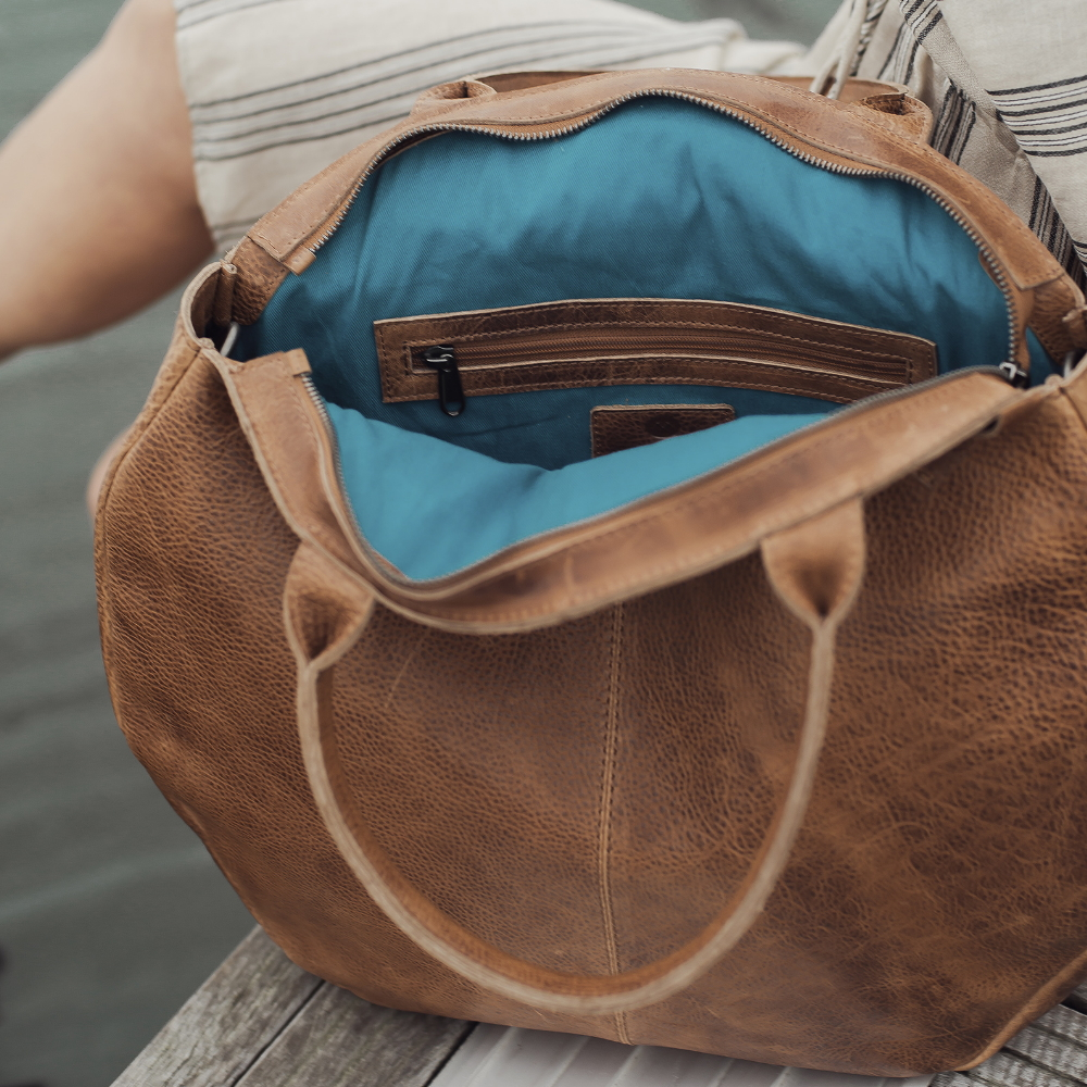 Micmacbags Côte d' Azur shopper camel bij Duifhuizen