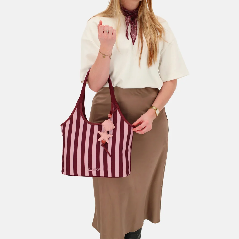 Zebra Trends Mira shopper streep M bordeaux rood bij Duifhuizen