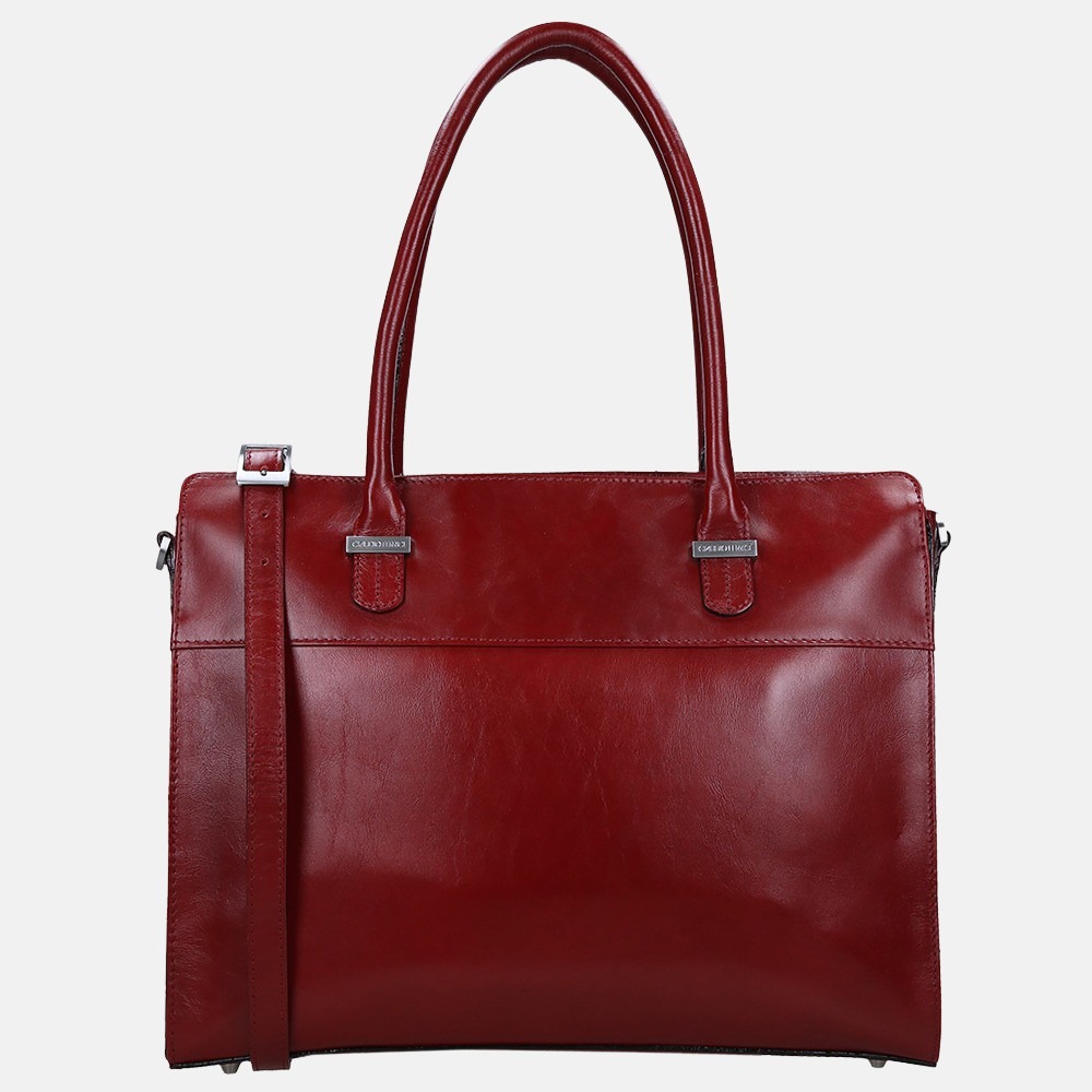 Claudio Ferrici Classico shopper 13.3 inch red bij Duifhuizen