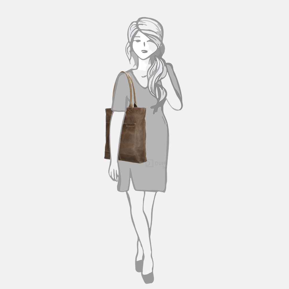 Micmacbags Côte d' Azur shopper dark taupe bij Duifhuizen