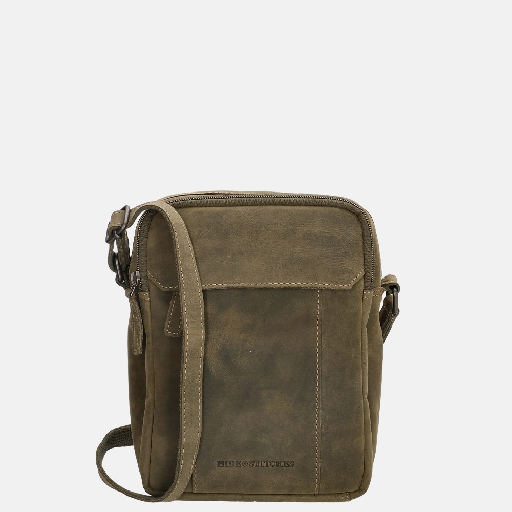 Hide & Stitches Idaho crossbody tas olive green