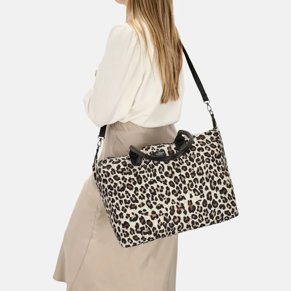 Charm London Buckingham shopper met 15.6 inch laptopvak L luipaard bij Duifhuizen