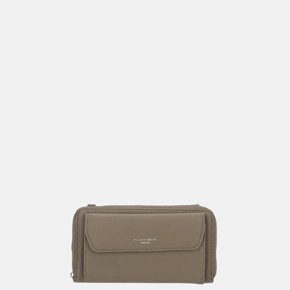 Flora & Co portemonnee/ crossbody tas taupe bij Duifhuizen
