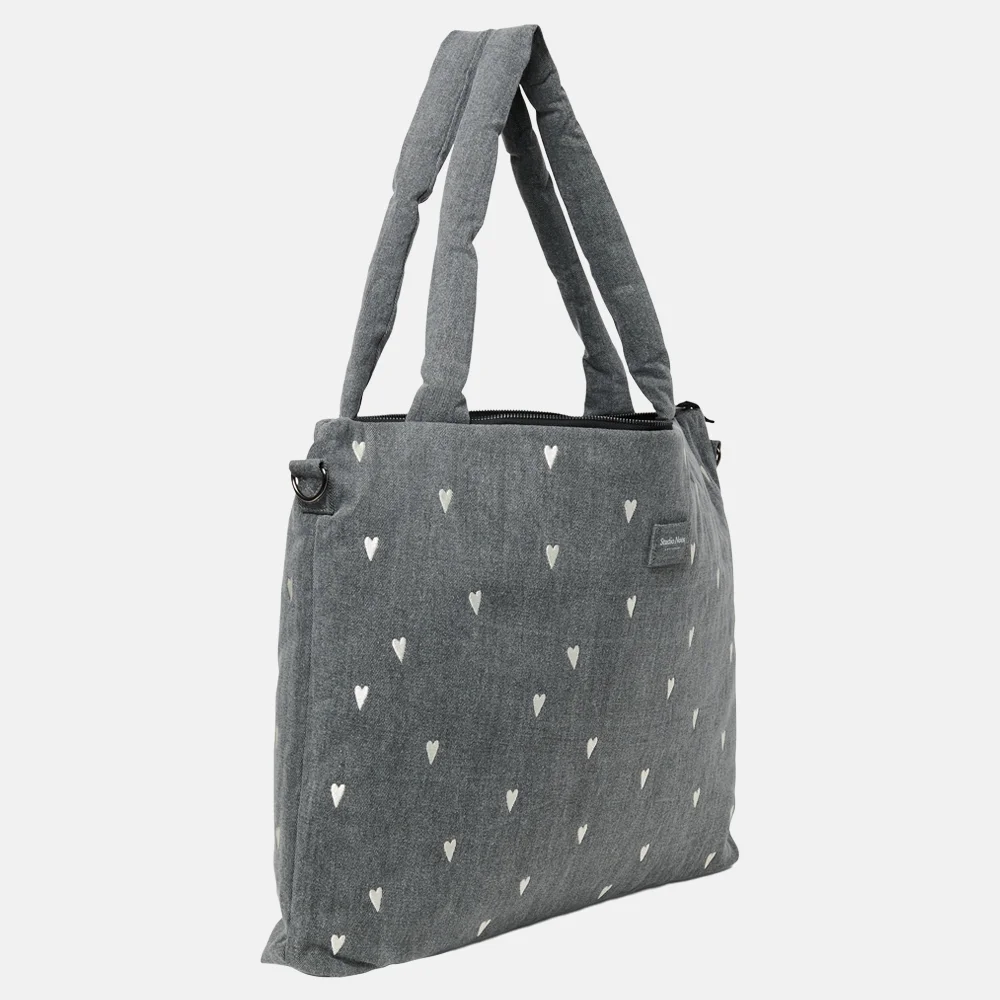 Studio Noos Denim Hearts luiertas grey denim bij Duifhuizen