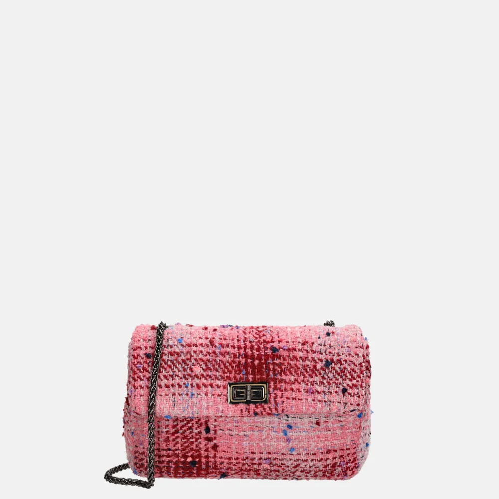 Charm London schoudertas bouclé roze/rood