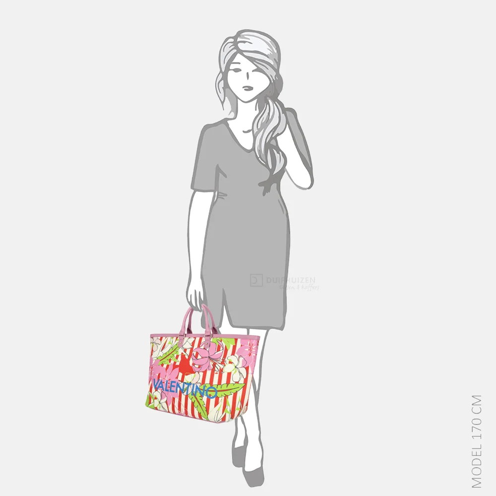Valentino Bags Kore shopper strepen rosa/multi bij Duifhuizen